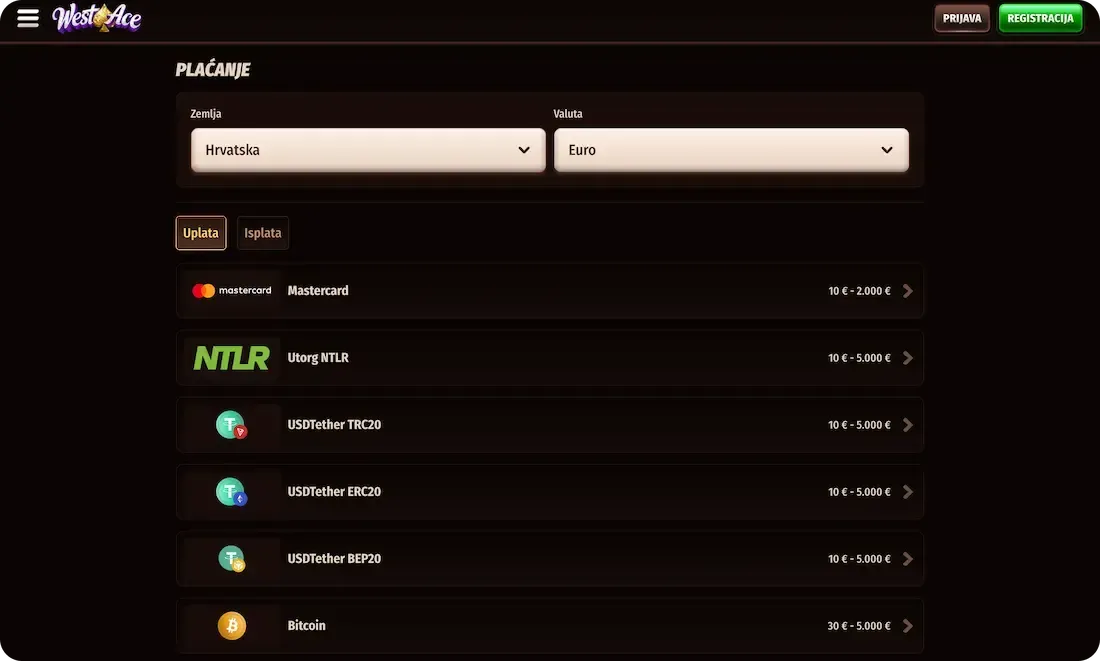 westace casino uplate
