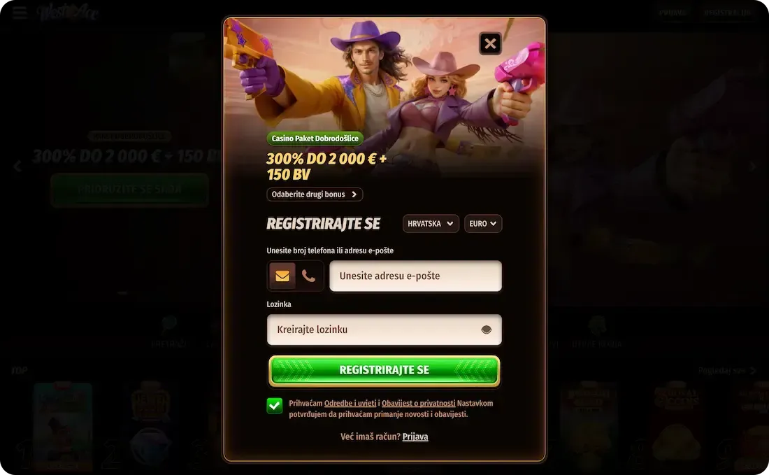 westace casino registracija